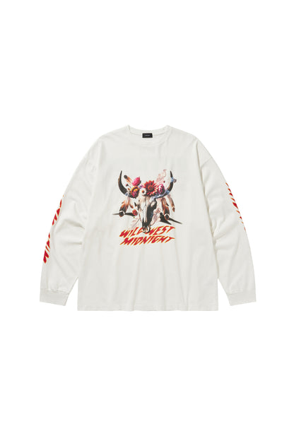 MIDNIGHT BISON LONG SLEEVE T-SHIRTS / WHITE