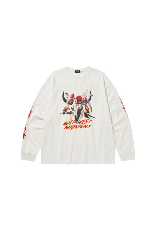 MIDNIGHT BISON LONG SLEEVE T-SHIRTS / WHITE