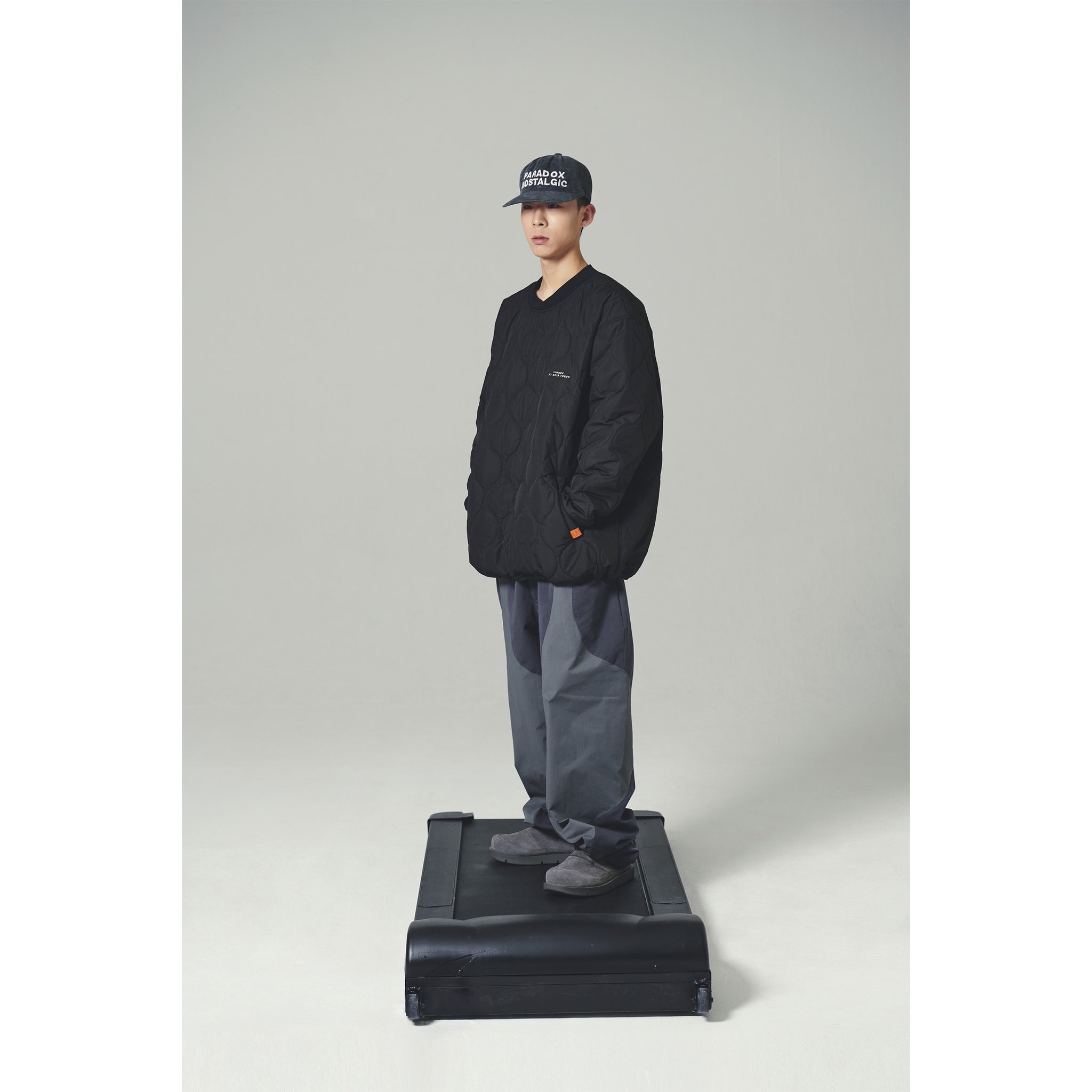 QUILTING PULL OVER JACKET / BLACK