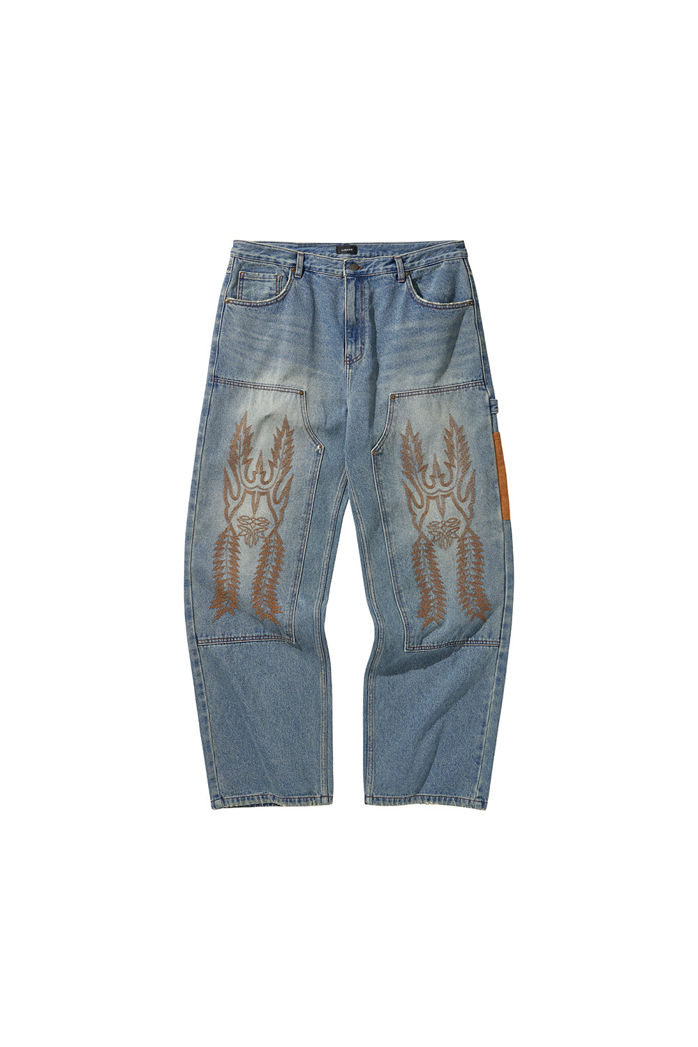 WESTERN DOUBLE KNEE DENIM PANTS / BLUE