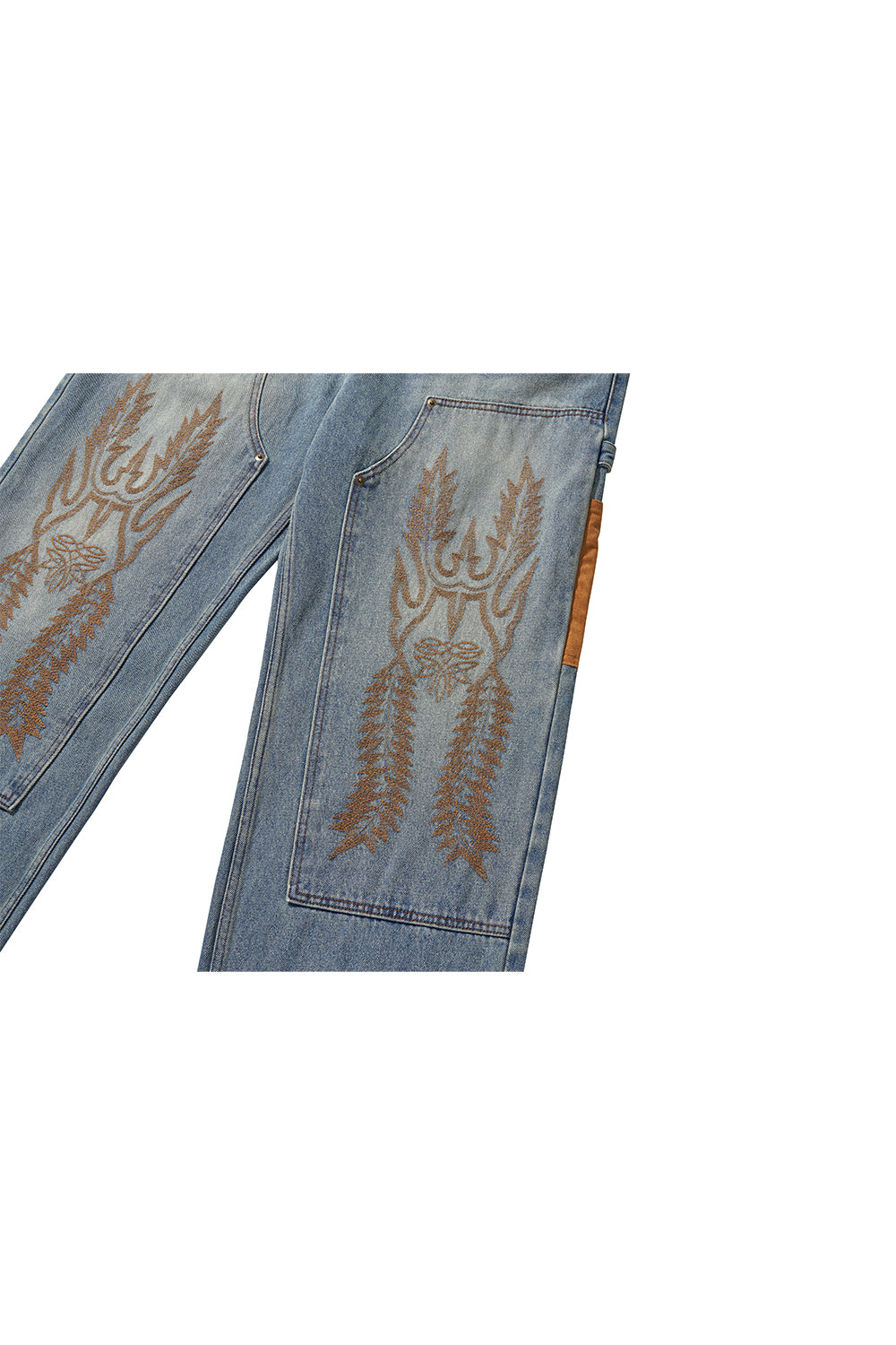 WESTERN DOUBLE KNEE DENIM PANTS / BLUE
