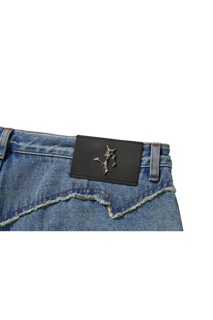 WESTERN DOUBLE KNEE DENIM PANTS / BLUE