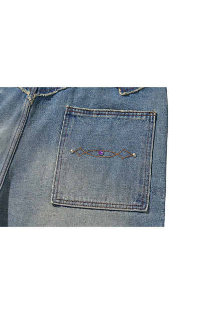 WESTERN DOUBLE KNEE DENIM PANTS / BLUE