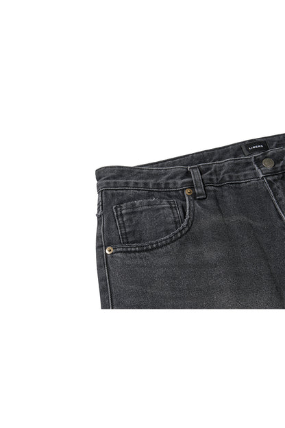 WESTERN DOUBLE KNEE DENIM PANTS / BLACK