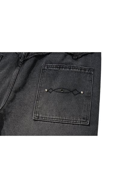 WESTERN DOUBLE KNEE DENIM PANTS / BLACK