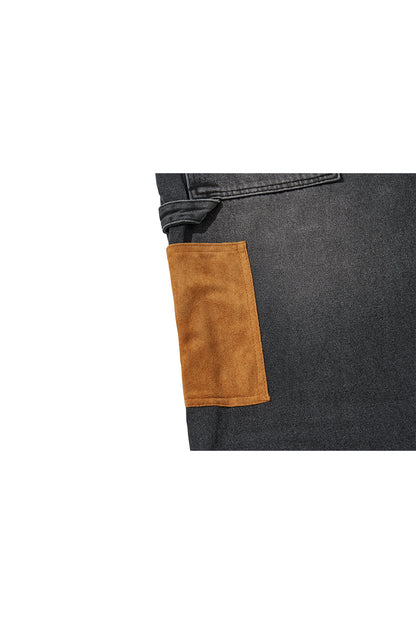WESTERN DOUBLE KNEE DENIM PANTS / BLACK