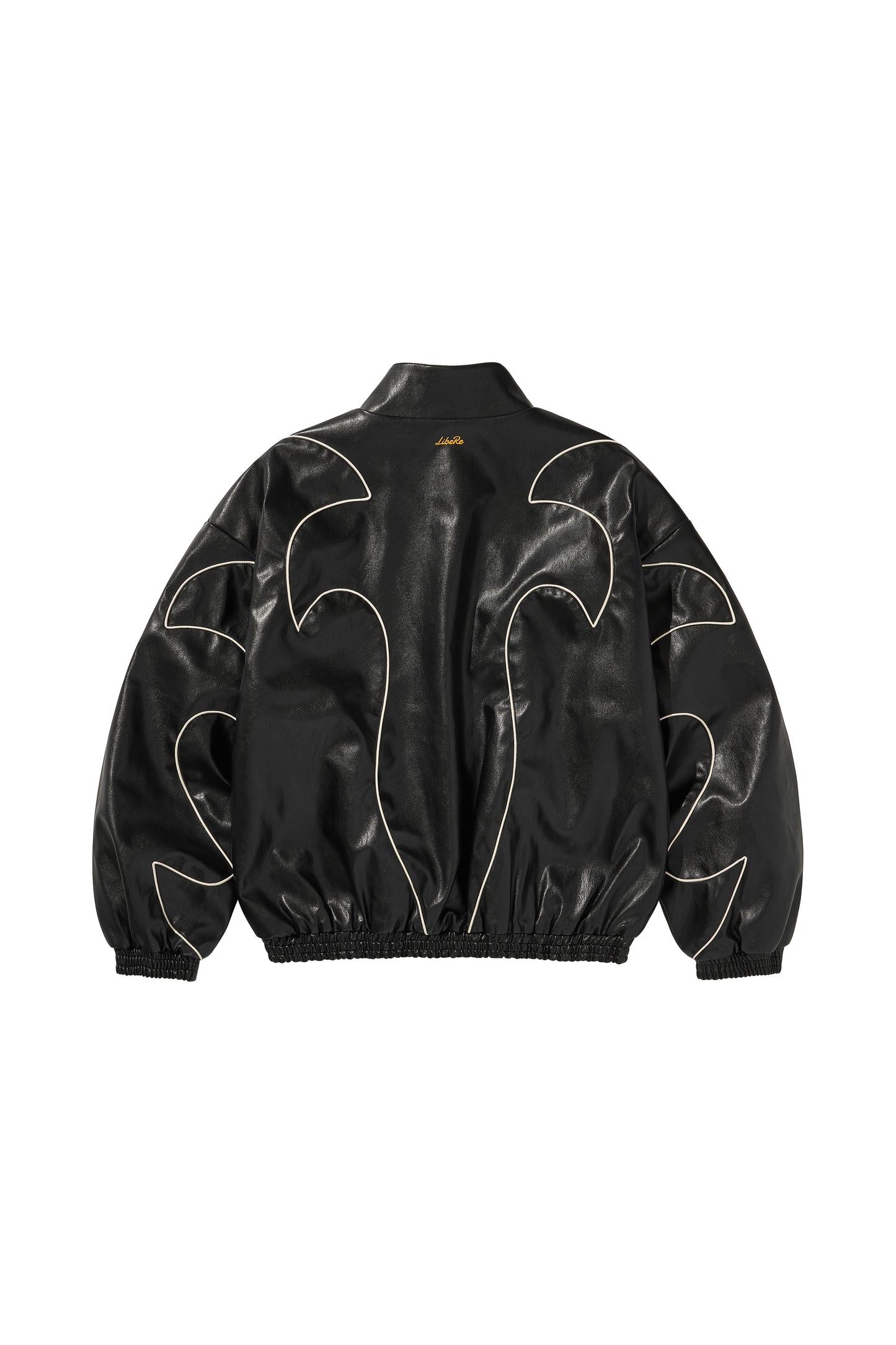 WESTERN FLAME LEATHER TRACK JACKET / BLACK