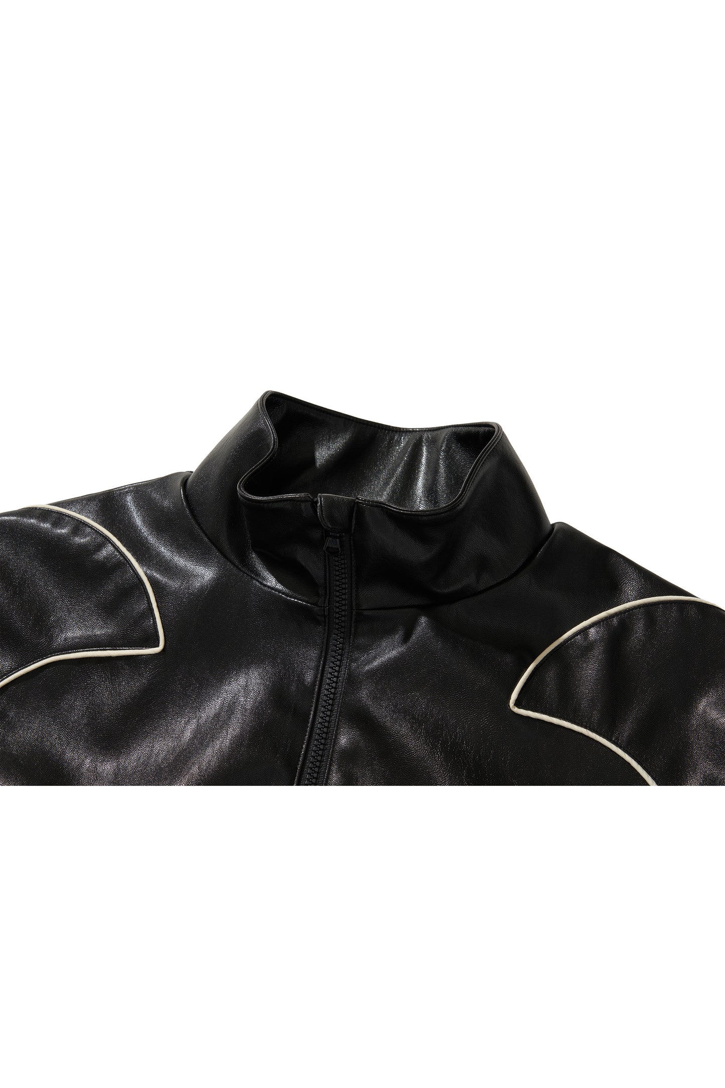 WESTERN FLAME LEATHER TRACK JACKET / BLACK