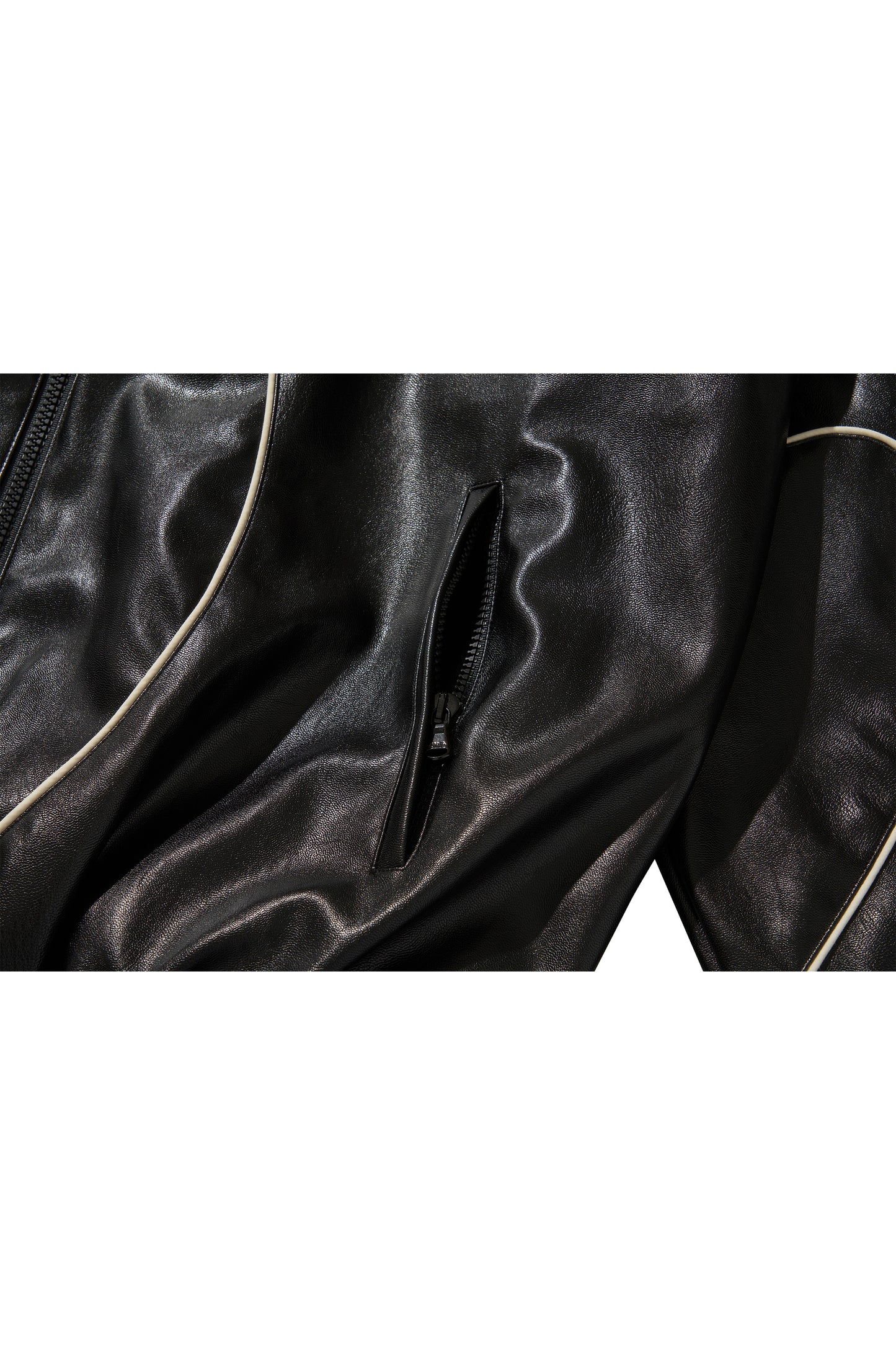 WESTERN FLAME LEATHER TRACK JACKET / BLACK