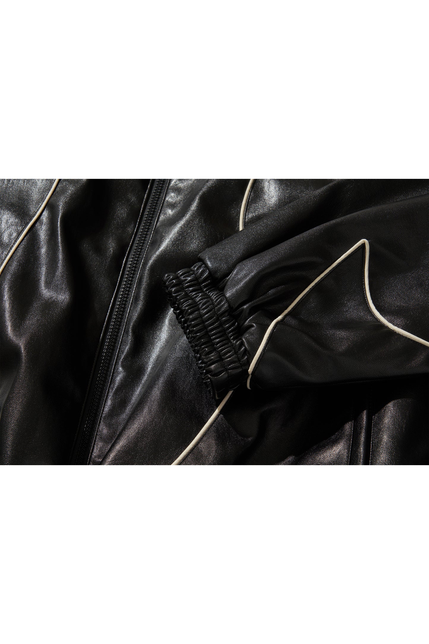 WESTERN FLAME LEATHER TRACK JACKET / BLACK