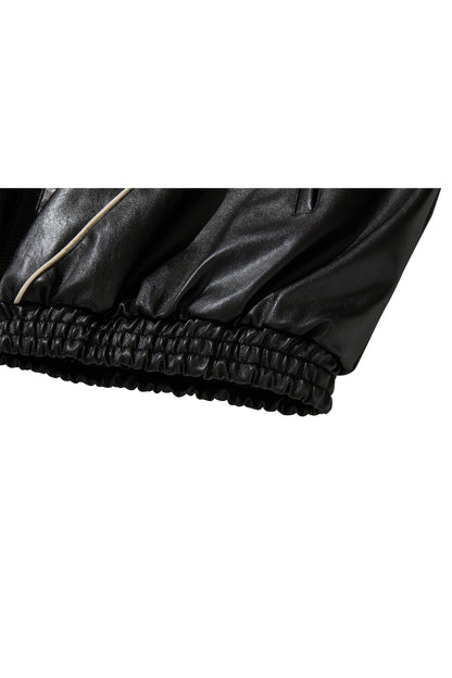 WESTERN FLAME LEATHER TRACK JACKET / BLACK