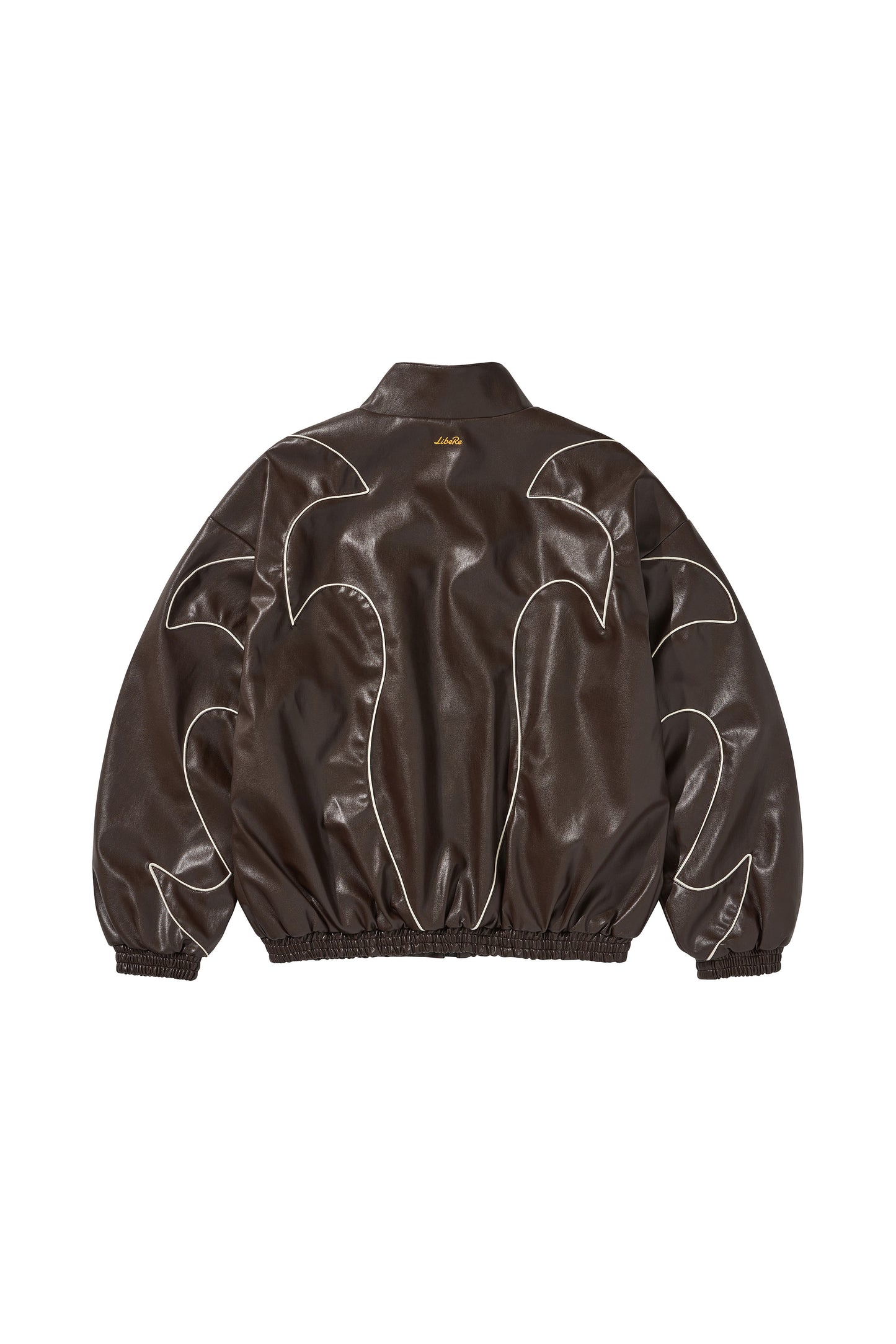 WESTERN FLAME LEATHER TRACK JACKET / BROWN
