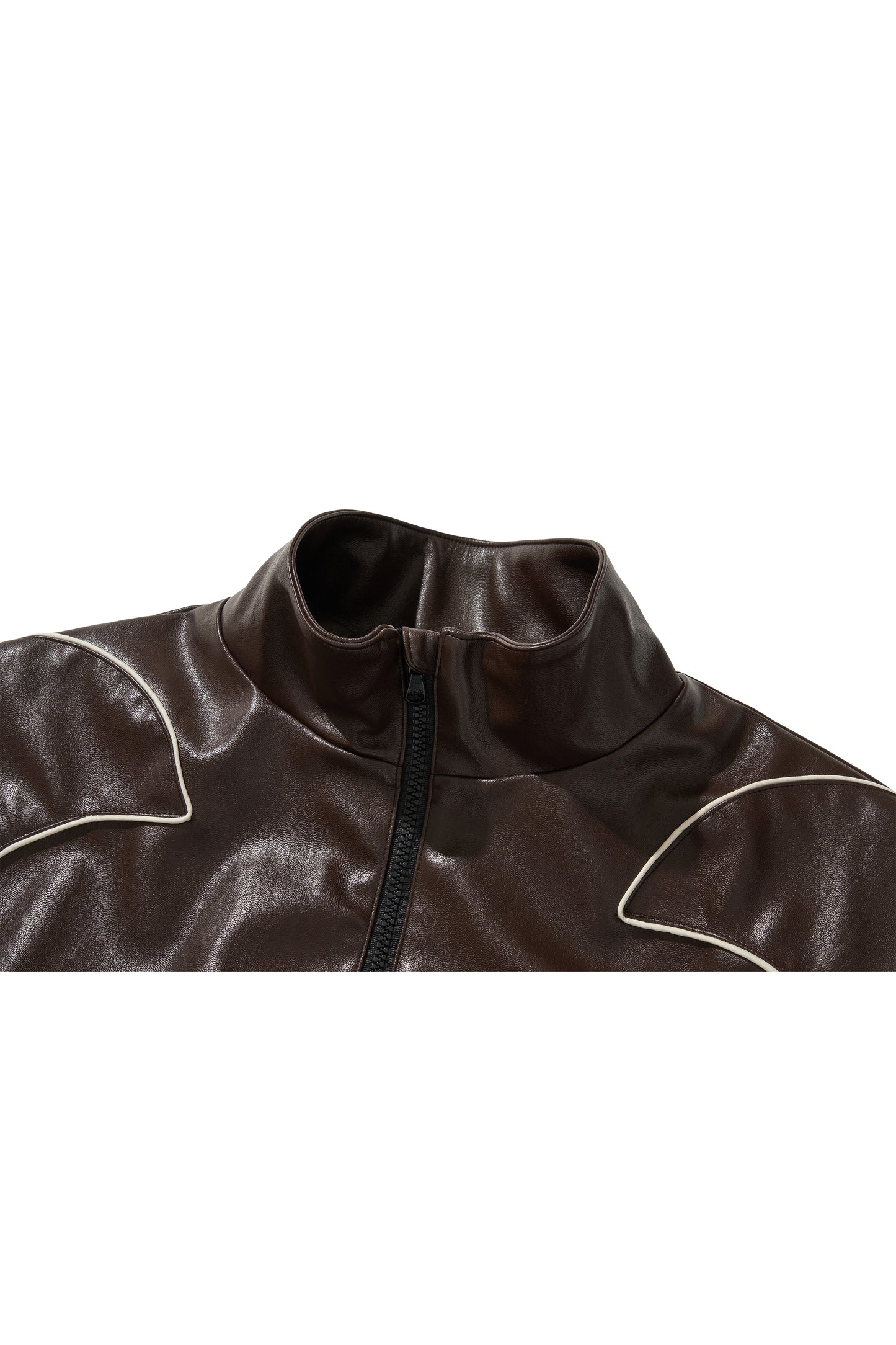 WESTERN FLAME LEATHER TRACK JACKET / BROWN