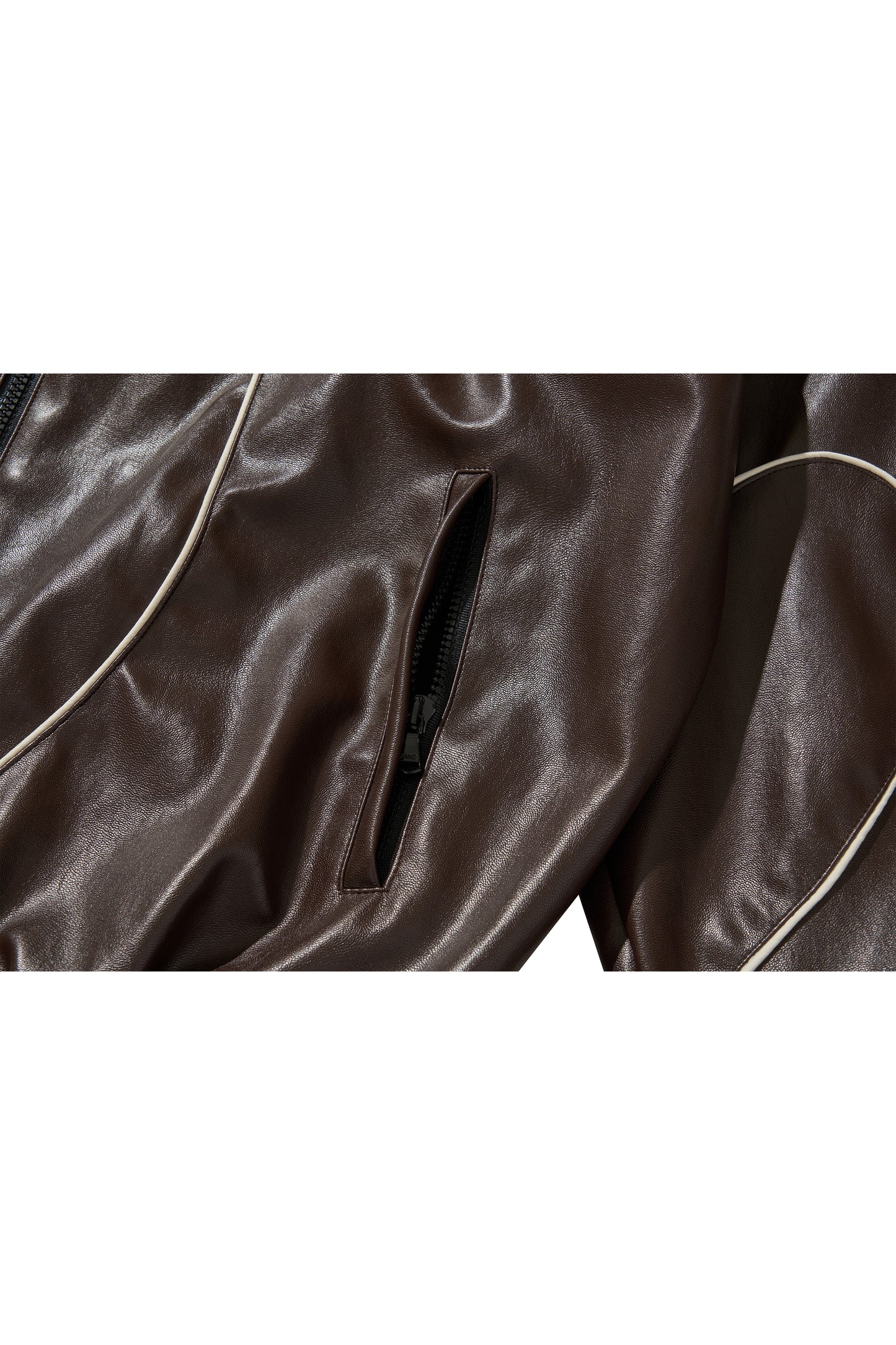 WESTERN FLAME LEATHER TRACK JACKET / BROWN
