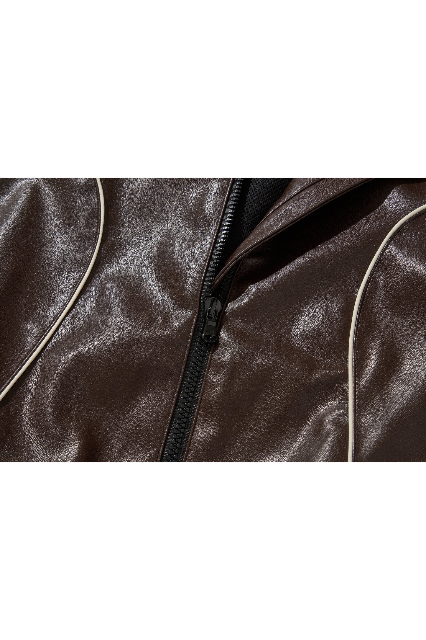 WESTERN FLAME LEATHER TRACK JACKET / BROWN