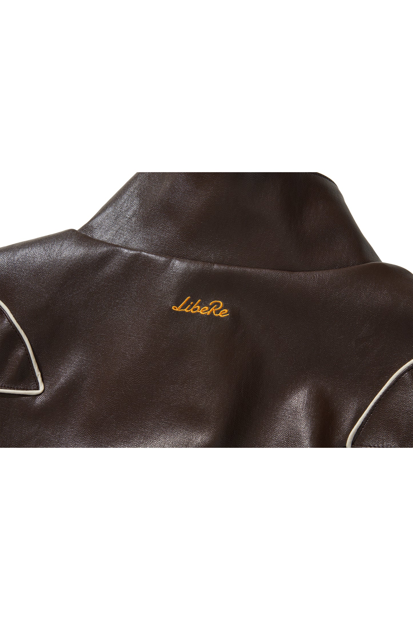 WESTERN FLAME LEATHER TRACK JACKET / BROWN