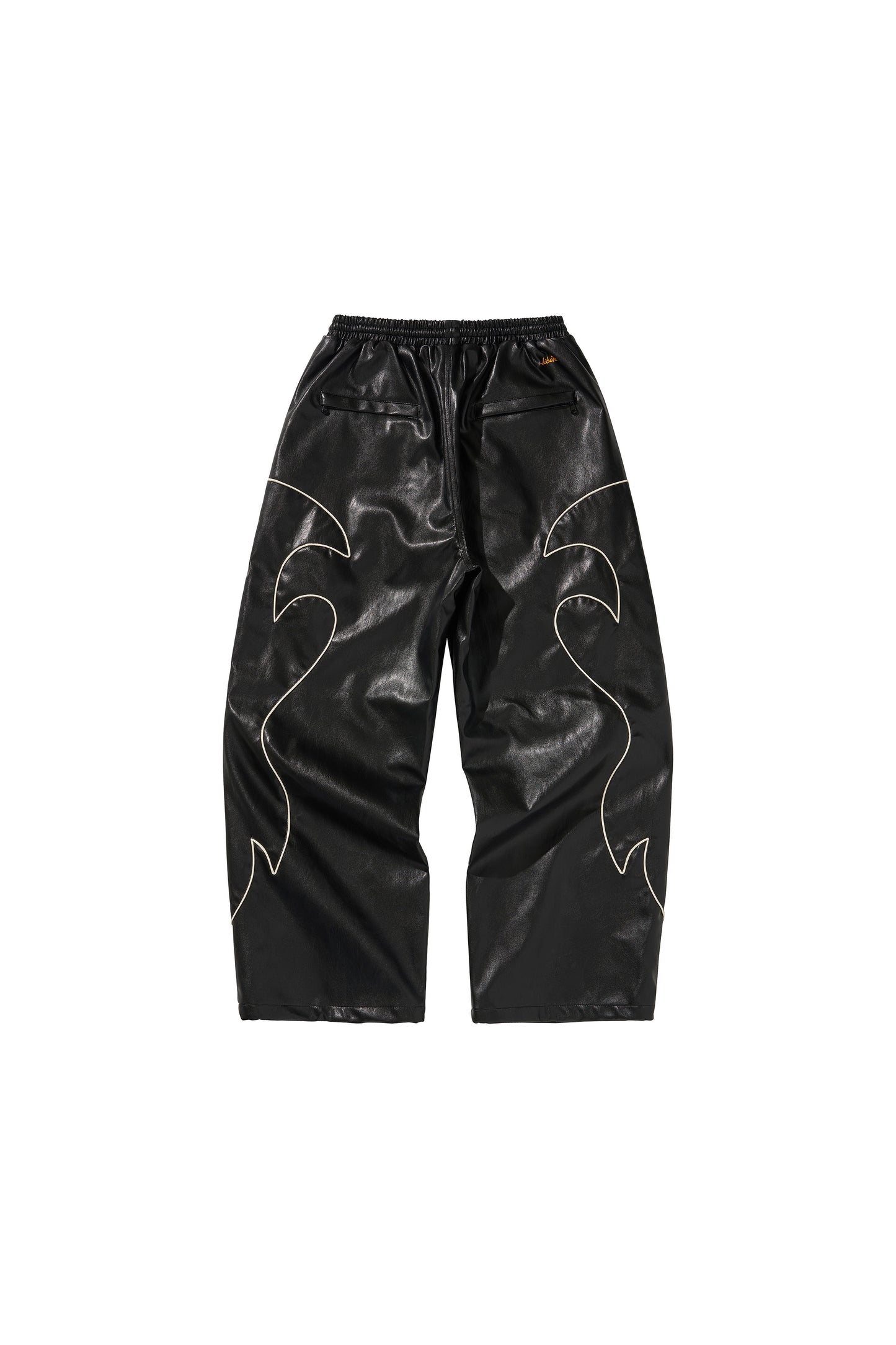 WESTERN FLAME LEATHER TRACK PANTS / BLACK