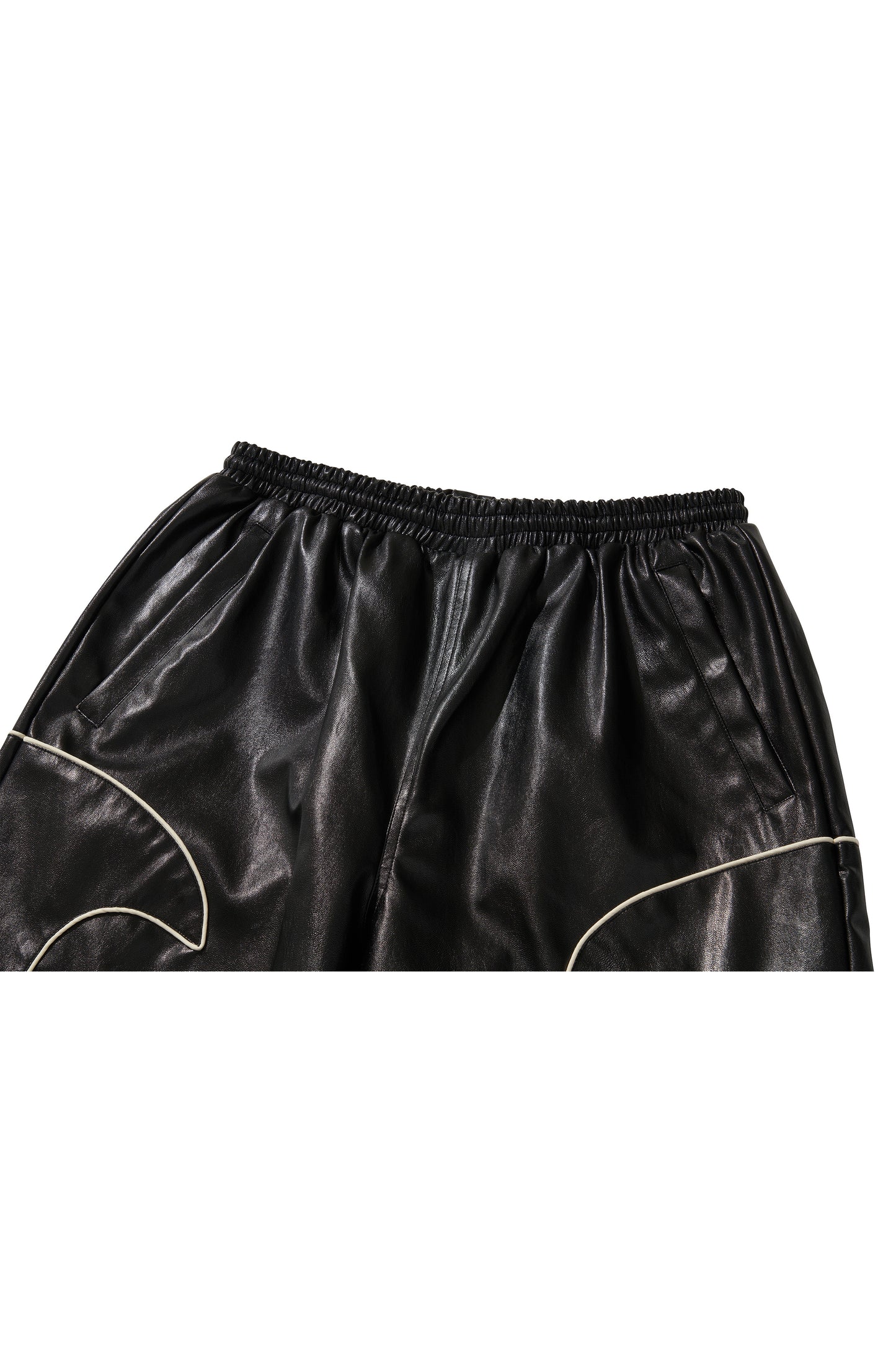 WESTERN FLAME LEATHER TRACK PANTS / BLACK
