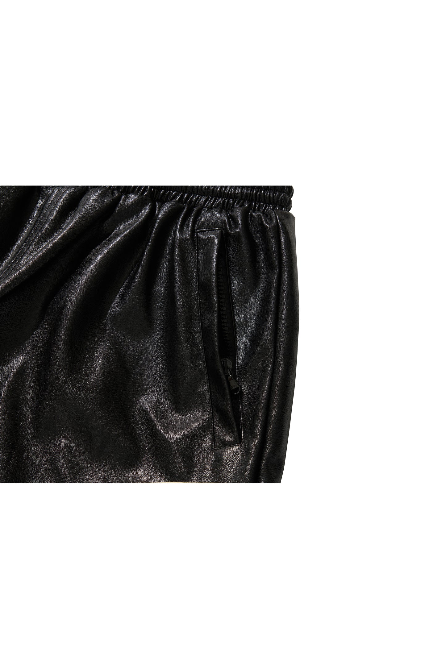 WESTERN FLAME LEATHER TRACK PANTS / BLACK
