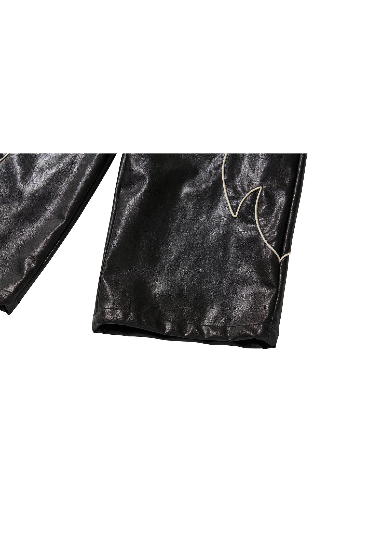 WESTERN FLAME LEATHER TRACK PANTS / BLACK