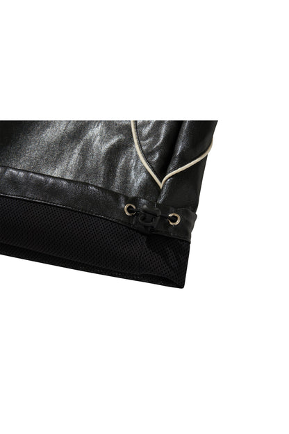 WESTERN FLAME LEATHER TRACK PANTS / BLACK