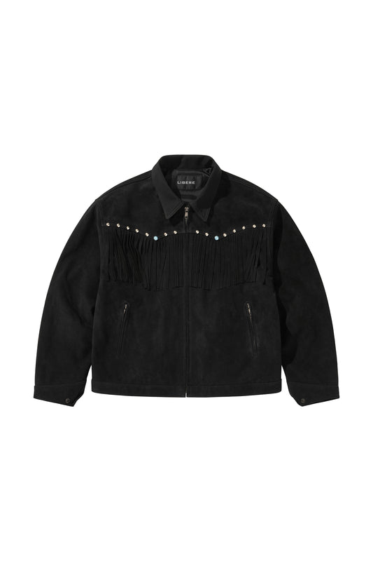 WESTERN LEATHER WORK JACKET / BLACK