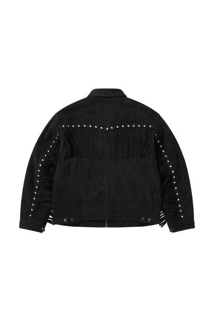WESTERN LEATHER WORK JACKET / BLACK