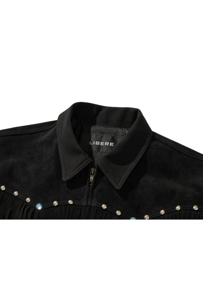 WESTERN LEATHER WORK JACKET / BLACK