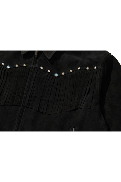 WESTERN LEATHER WORK JACKET / BLACK