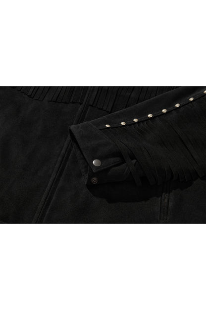 WESTERN LEATHER WORK JACKET / BLACK