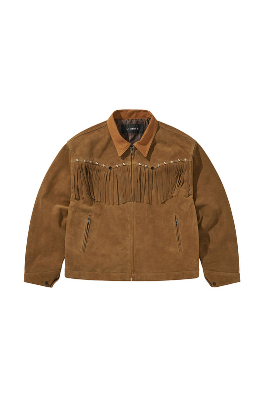 WESTERN LEATHER WORK JACKET / BROWN