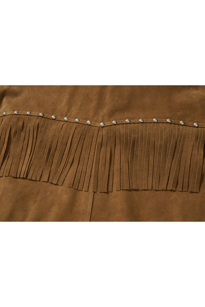 WESTERN LEATHER WORK JACKET / BROWN