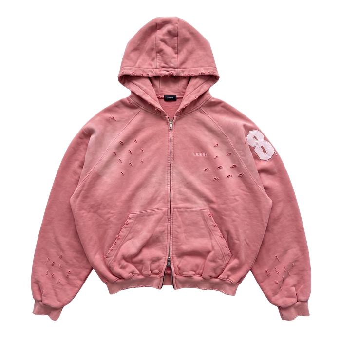 DOUBLE EIGHT SNAKE ZIP HOODIE / PINK