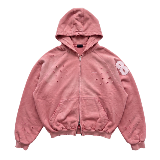 DOUBLE EIGHT SNAKE ZIP HOODIE / PINK