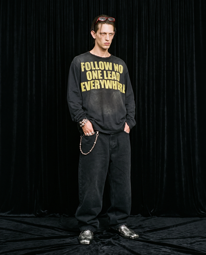 NO FOLLOW LONG SLEEVE T-SHIRT / BLACK