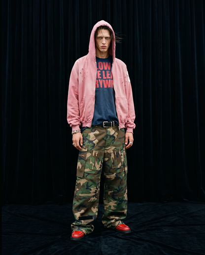DOUBLE EIGHT SNAKE ZIP HOODIE / PINK