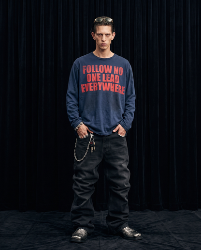 NO FOLLOW LONG SLEEVE T-SHIRT / BLUE