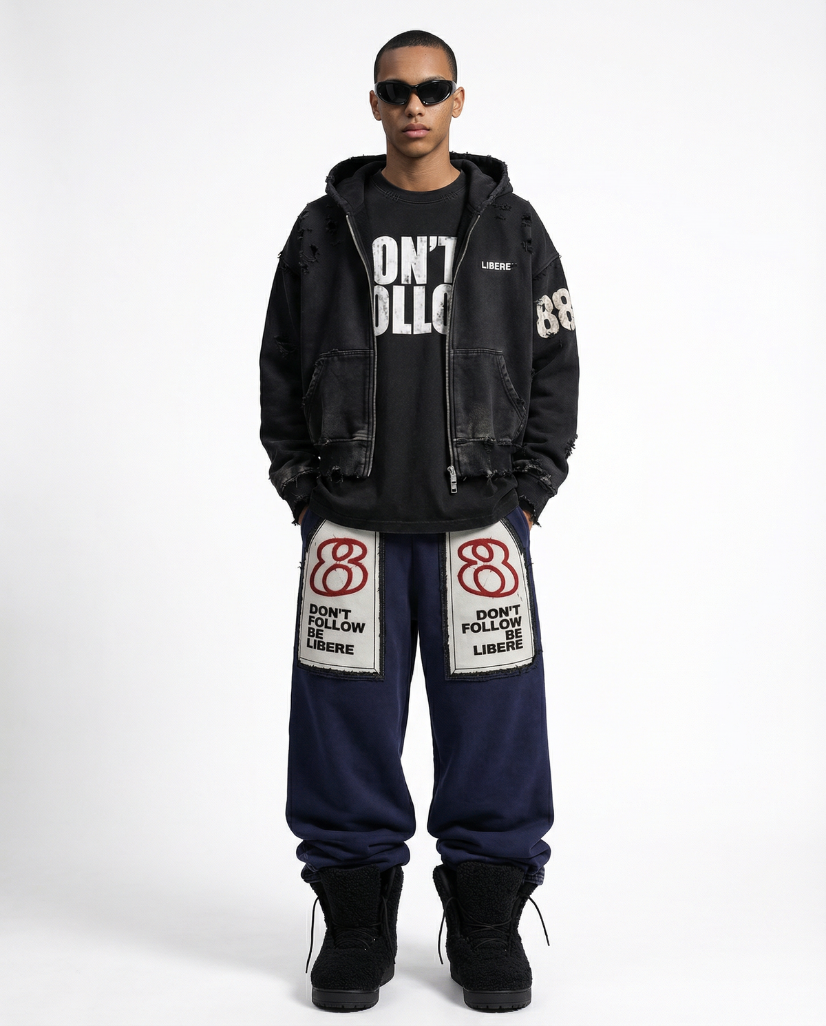 DOUBLE EIGHT SNAKE ZIP HOODIE / BLACK