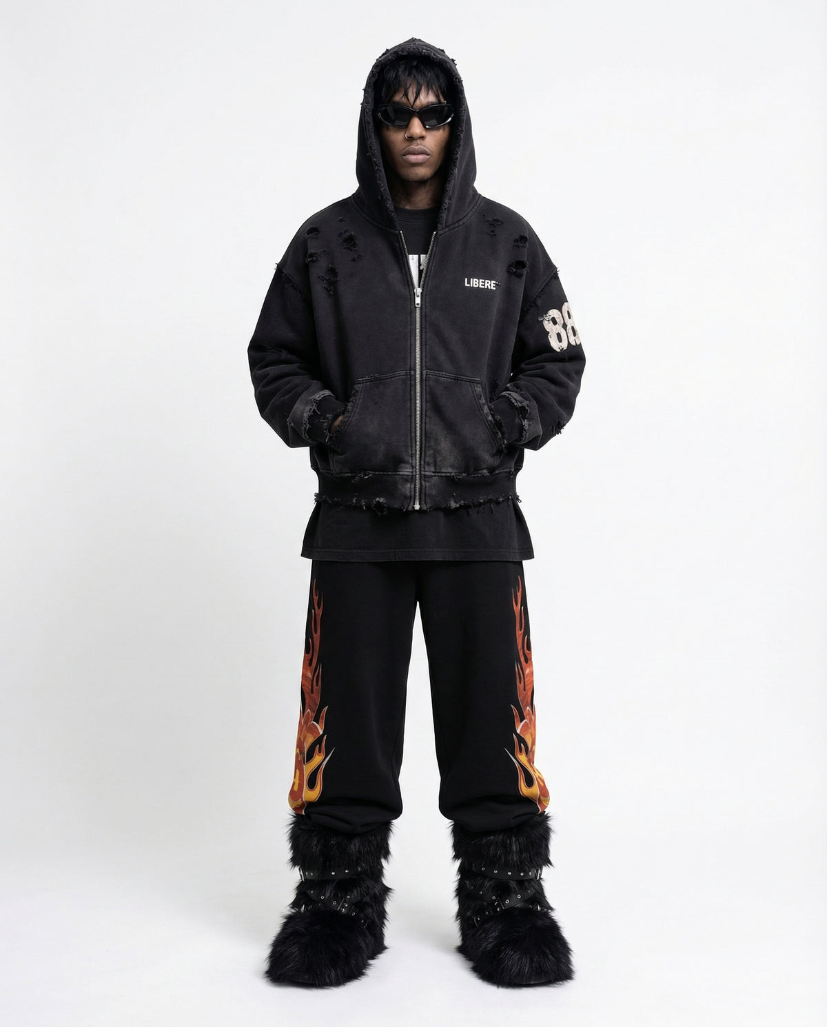 DOUBLE EIGHT SNAKE ZIP HOODIE / BLACK