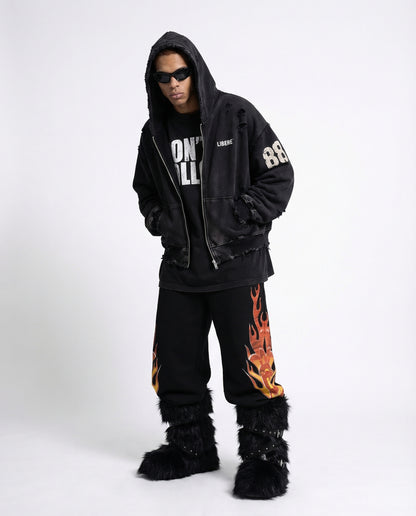DOUBLE EIGHT SNAKE ZIP HOODIE / BLACK