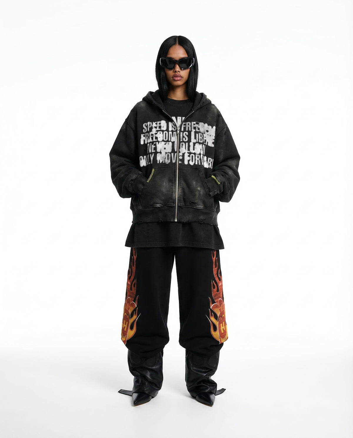 FULL SPEED ZIP HOODIE / BLACK