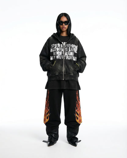 FULL SPEED ZIP HOODIE / BLACK