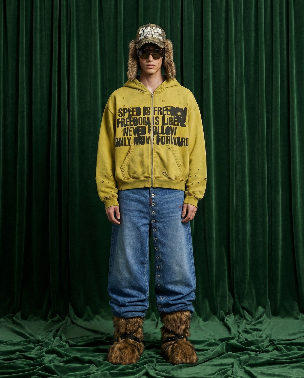 FULL SPEED ZIP HOODIE / YELLOW
