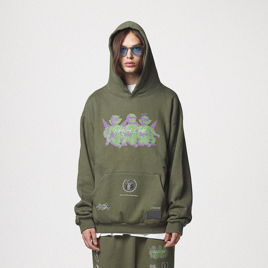 ANGEL BABIES HOODIE / KHAKI