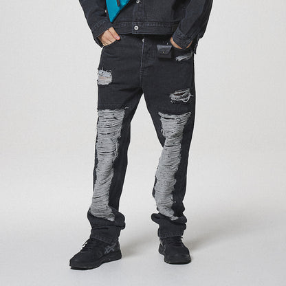 21 DAMAGE DENIM PANTS / BLACK