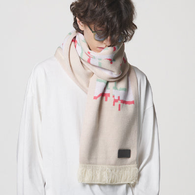 GLITCH LOGO MUFFLER / IVORY