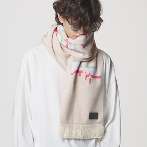 GLITCH LOGO MUFFLER / IVORY