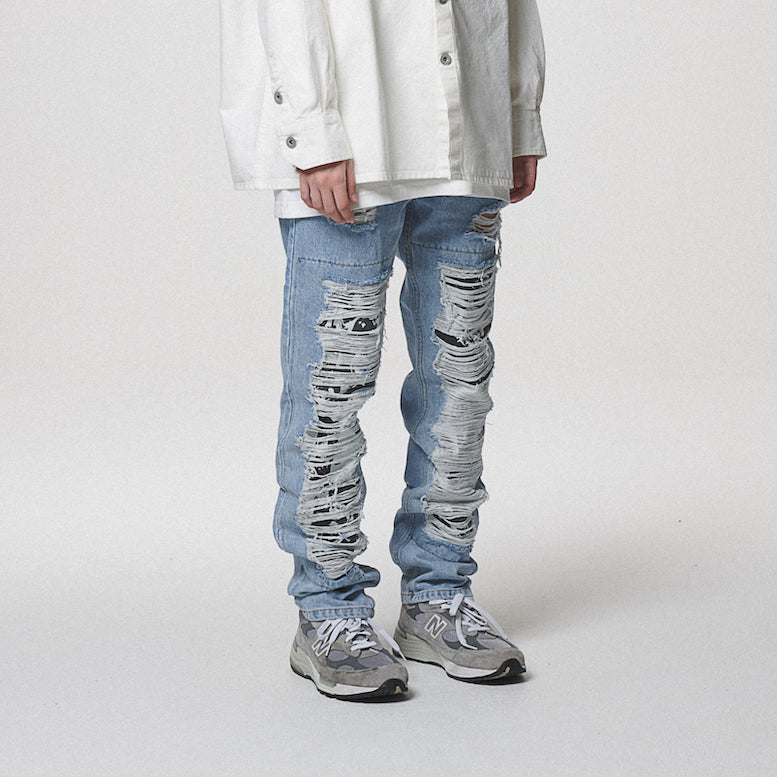 21 DAMAGE DENIM PANTS / SKY BLUE