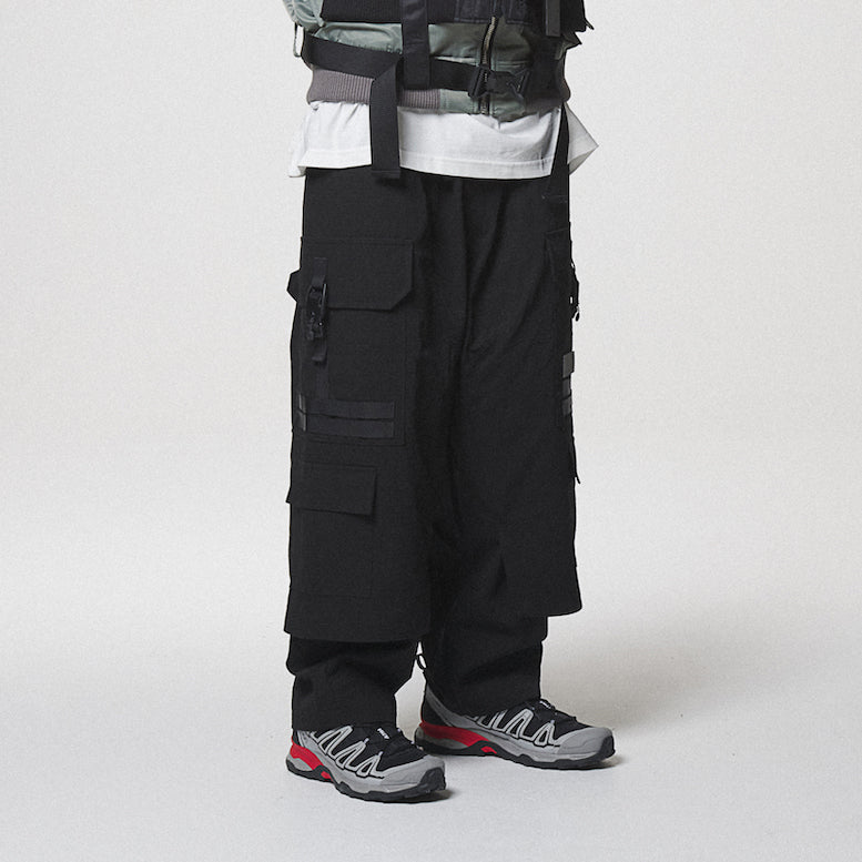 LAYERED WIDE PANTS / BLACK