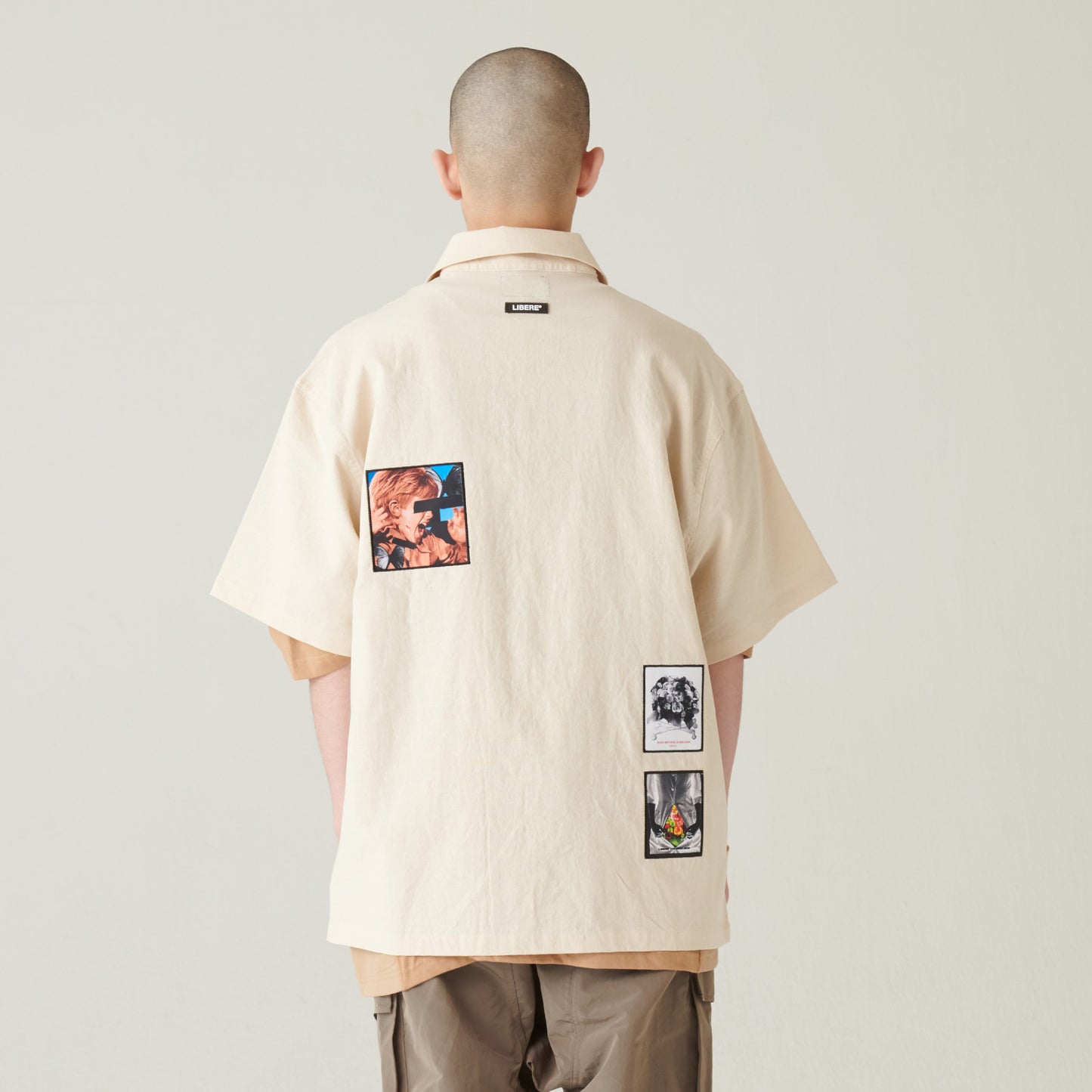LINNEN COLLAGE SHIRT / IVORY